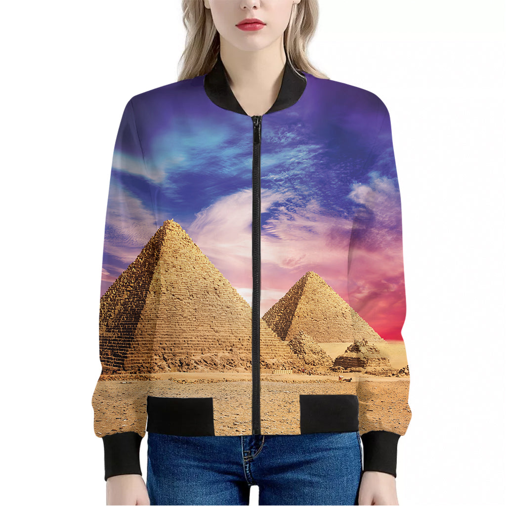 Purple Cloud Pyramid Print Women's Bomber Jacket