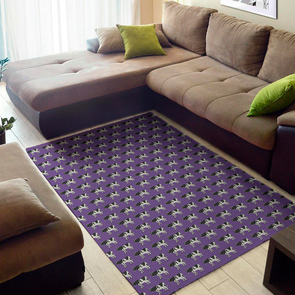 Purple Cow Pattern Print Area Rug