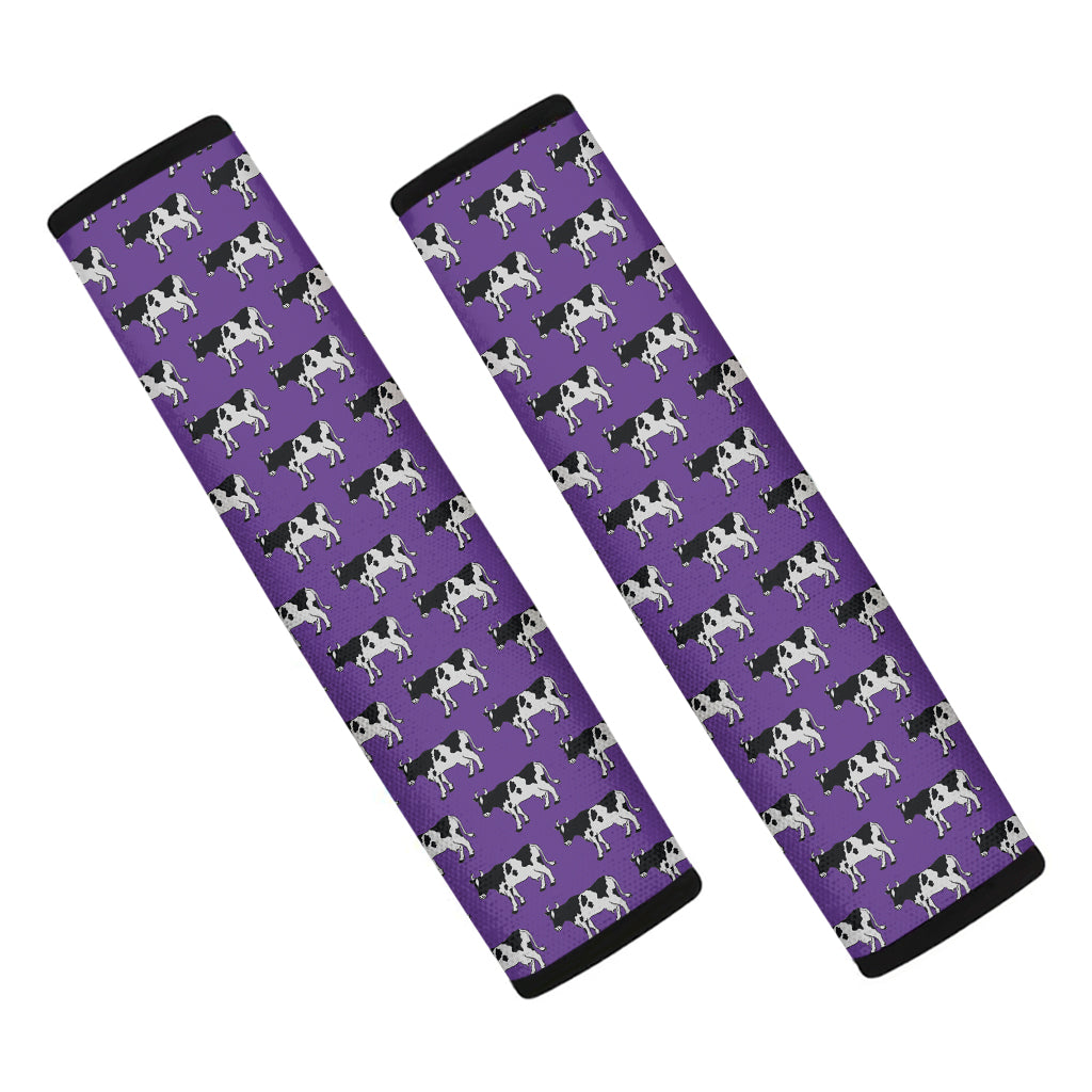 Purple Cow Pattern Print Car Seat Belt Covers