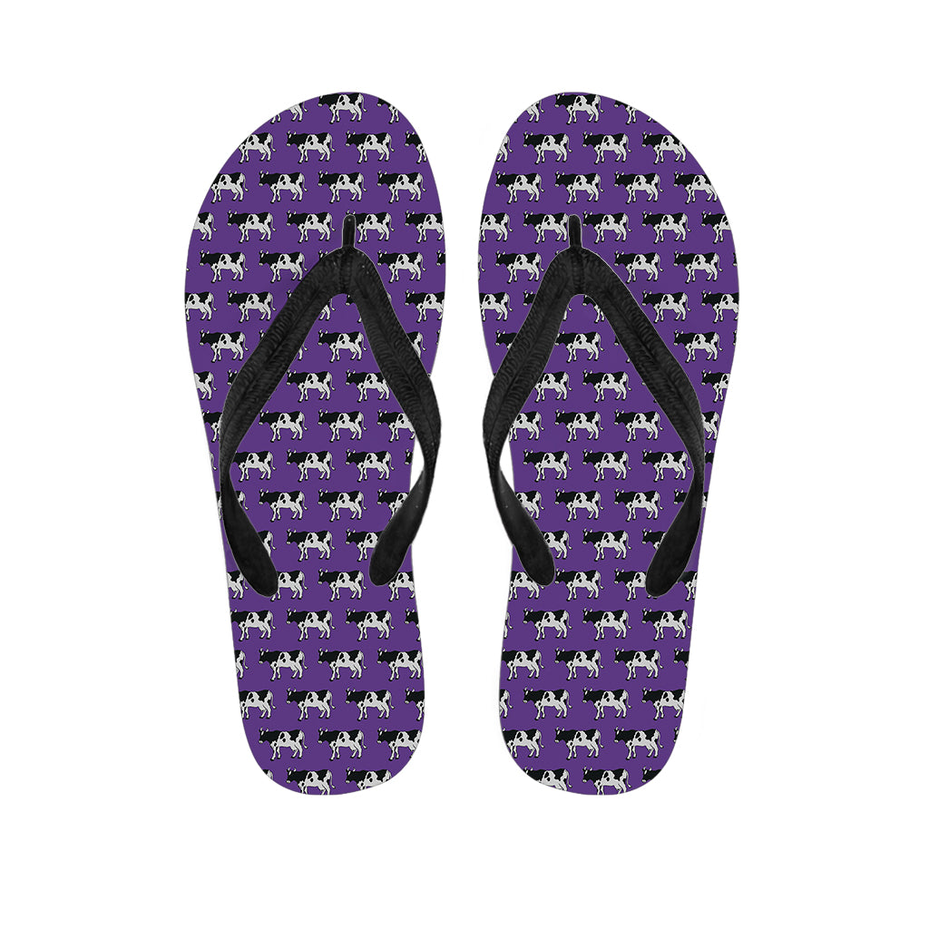 Purple Cow Pattern Print Flip Flops