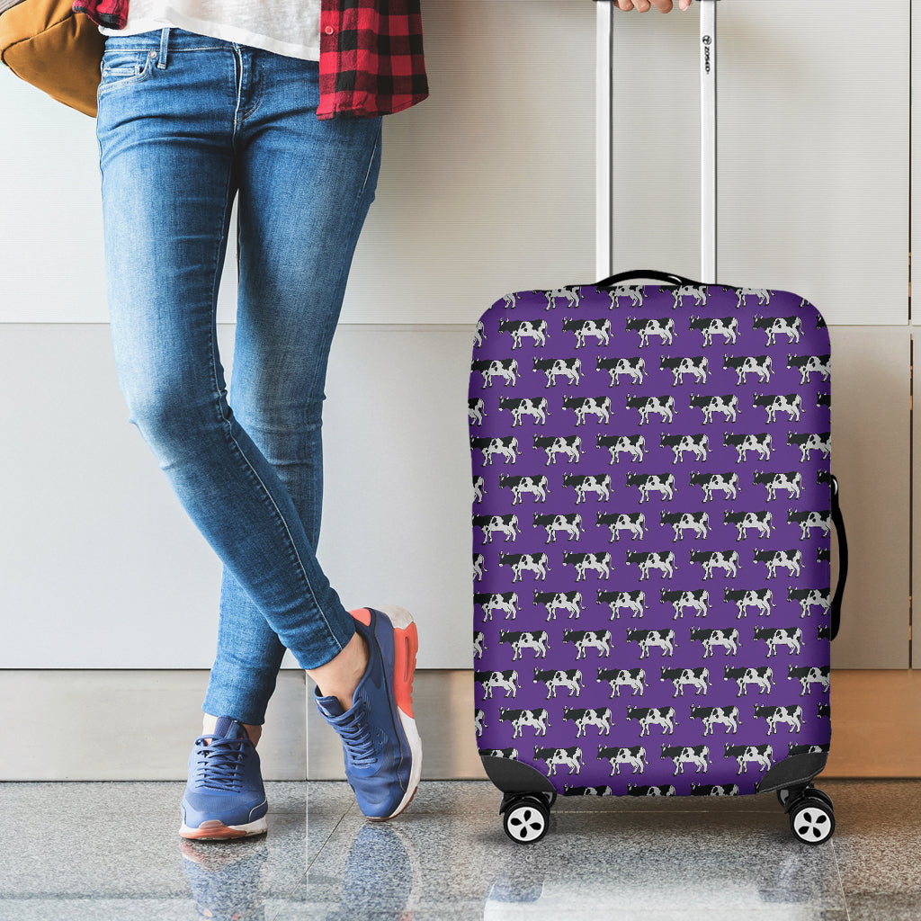 Purple Cow Pattern Print Luggage Cover