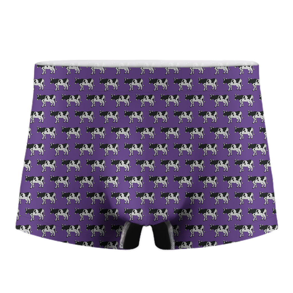 Purple Cow Pattern Print Men's Boxer Briefs