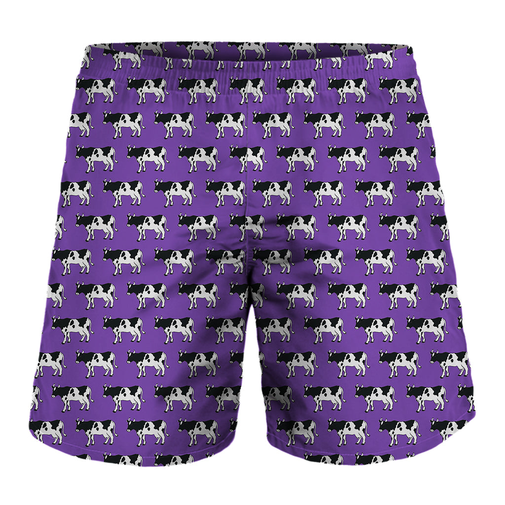 Purple Cow Pattern Print Men's Shorts