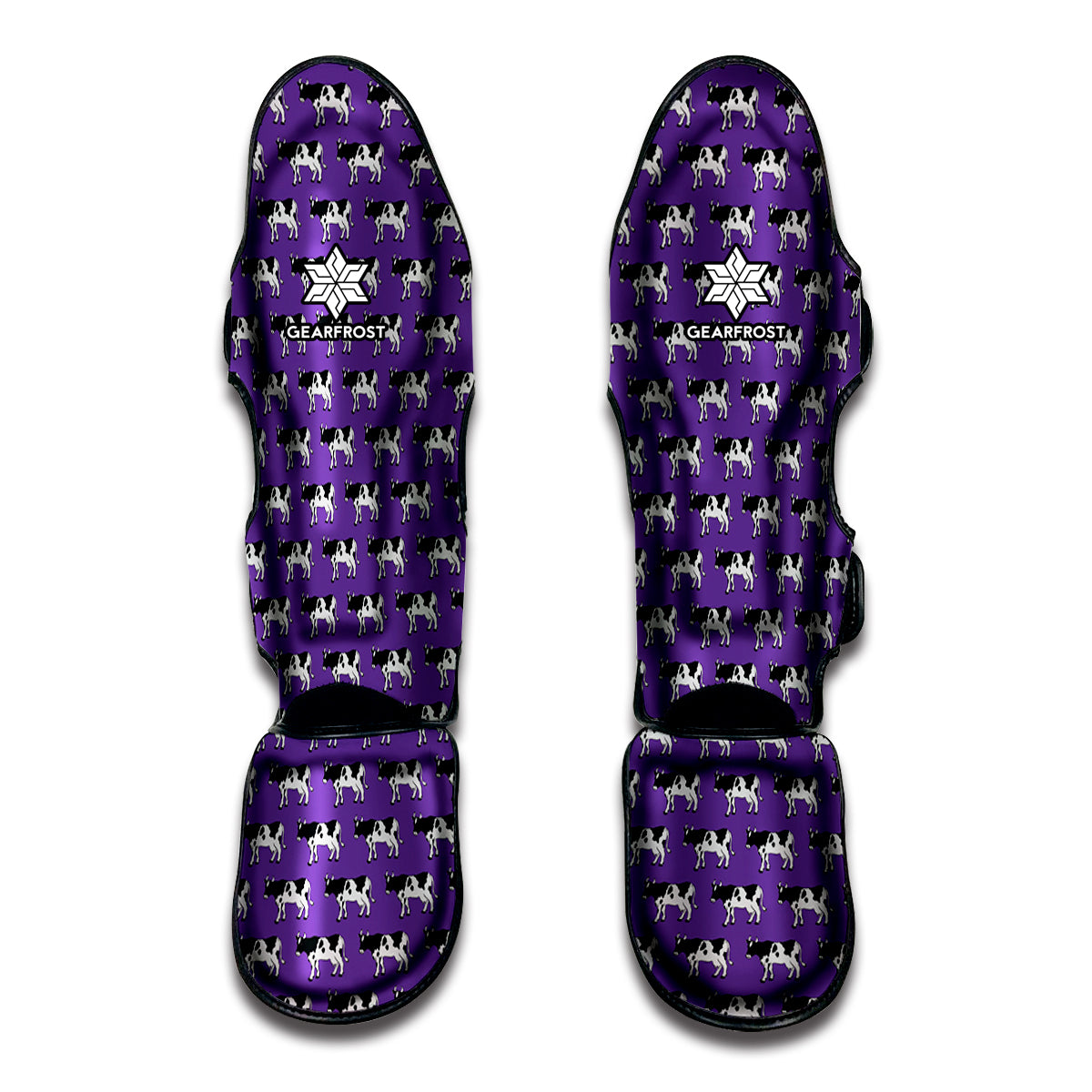 Purple Cow Pattern Print Muay Thai Shin Guards