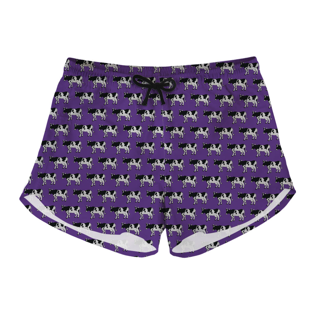 Purple Cow Pattern Print Women's Shorts