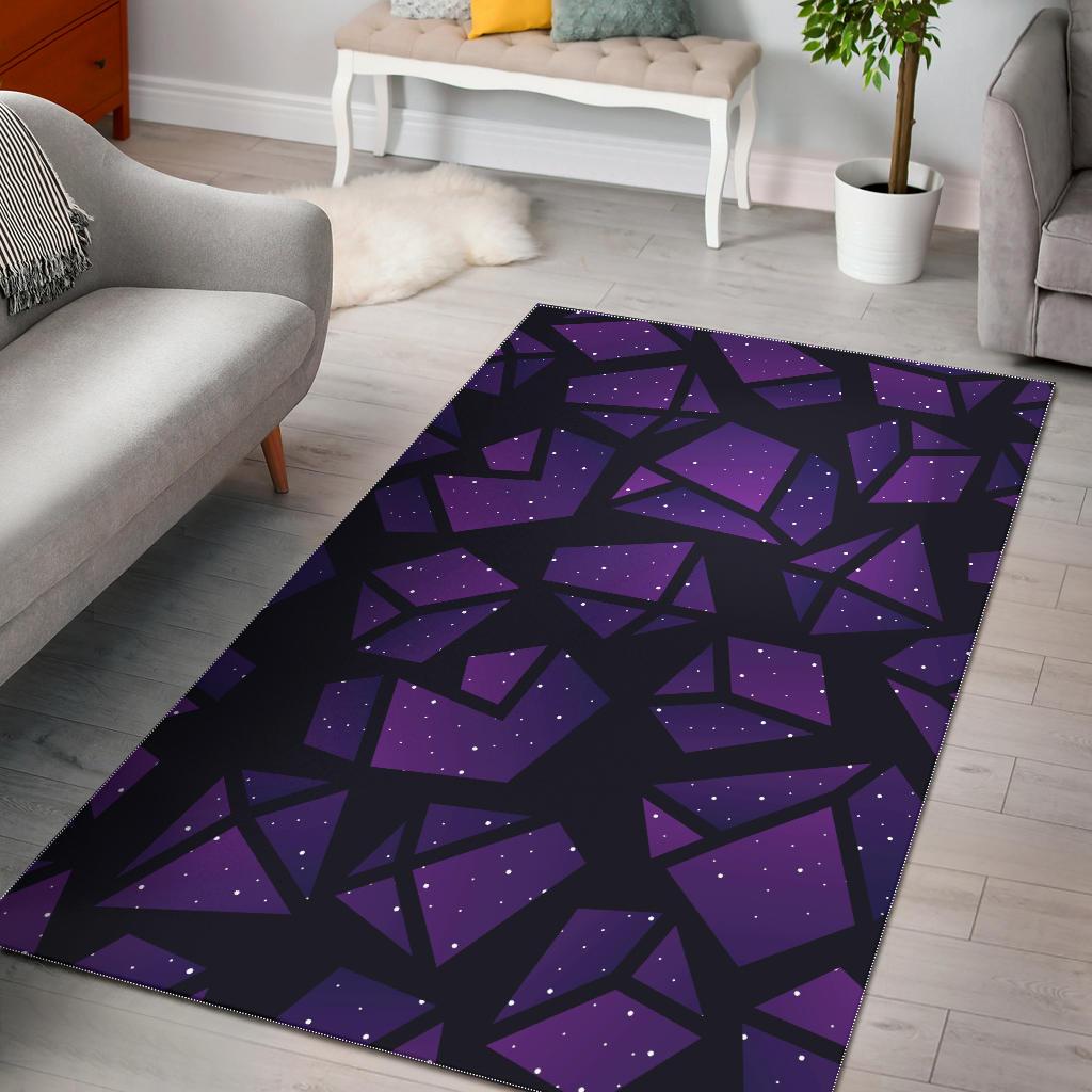 Purple Crystal Cosmic Galaxy Space Print Area Rug