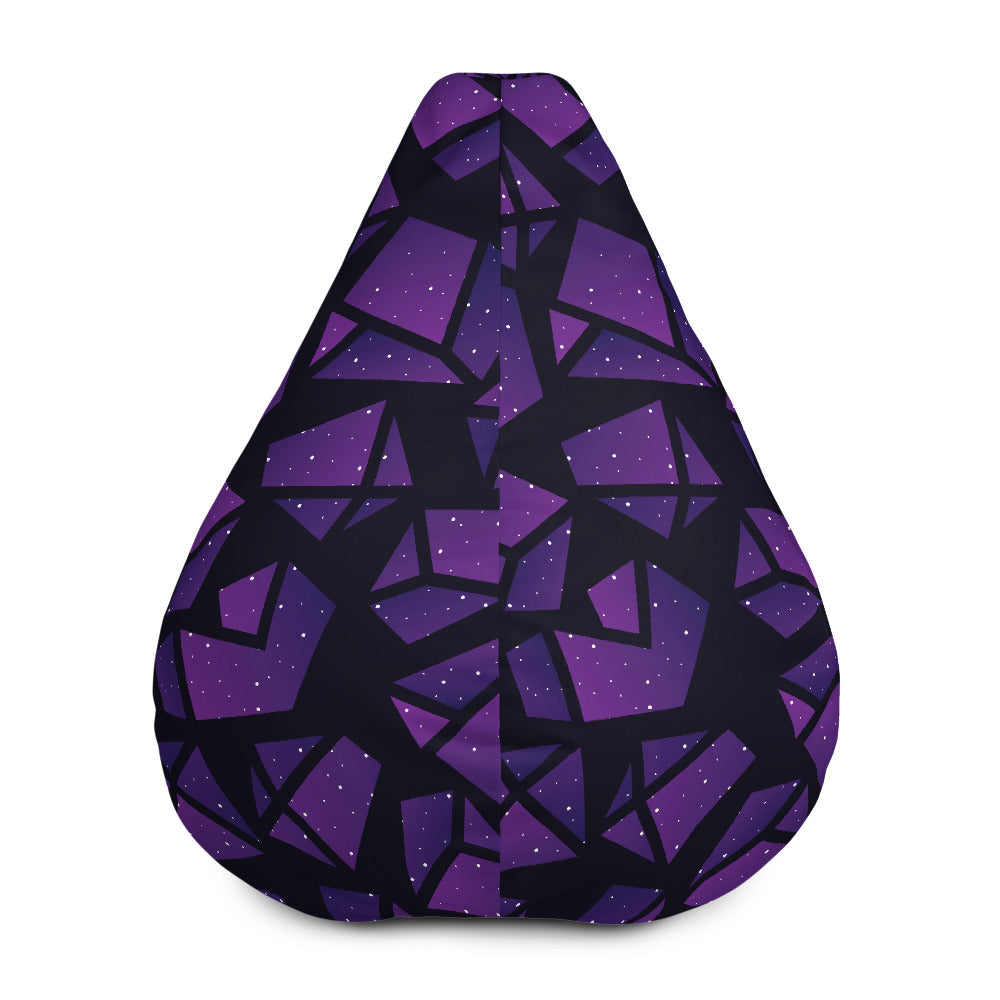 Purple Crystal Cosmic Galaxy Space Print Bean Bag Cover