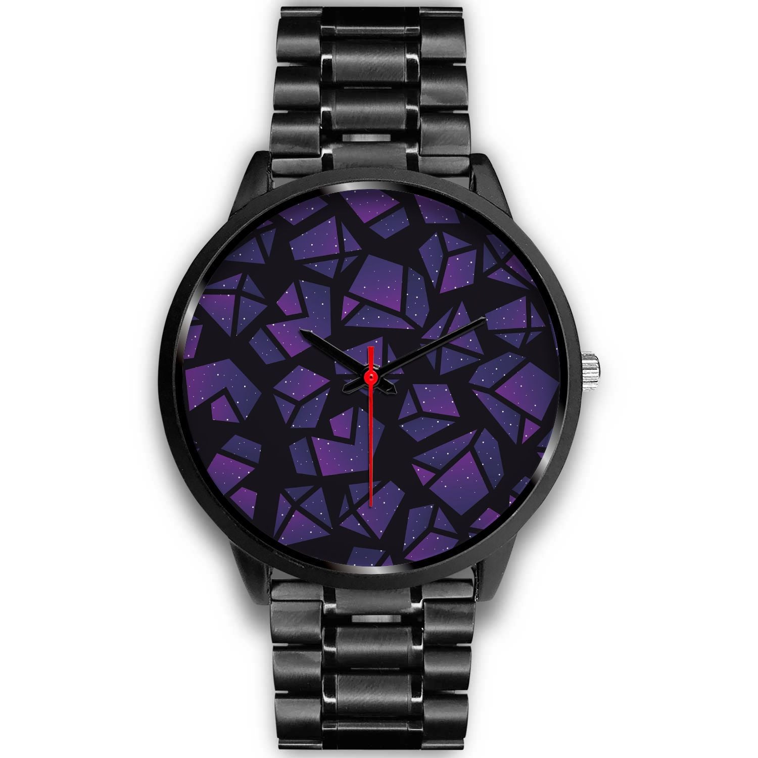 Purple Crystal Cosmic Galaxy Space Print Black Watch