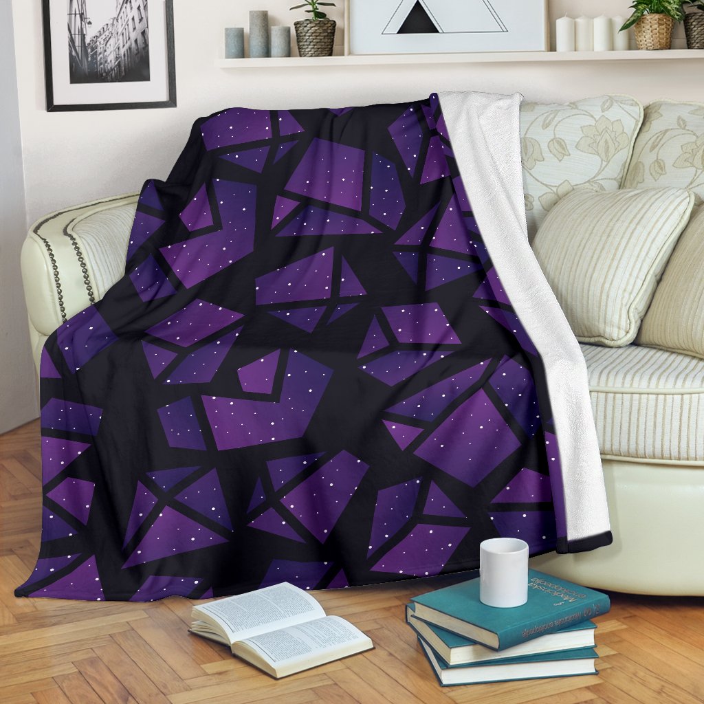 Purple Crystal Cosmic Galaxy Space Print Blanket