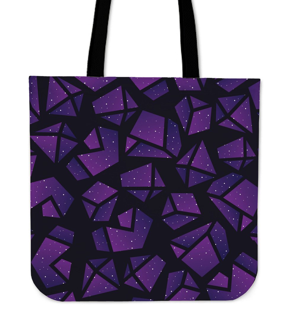 Purple Crystal Cosmic Galaxy Space Print Canvas Tote Bag