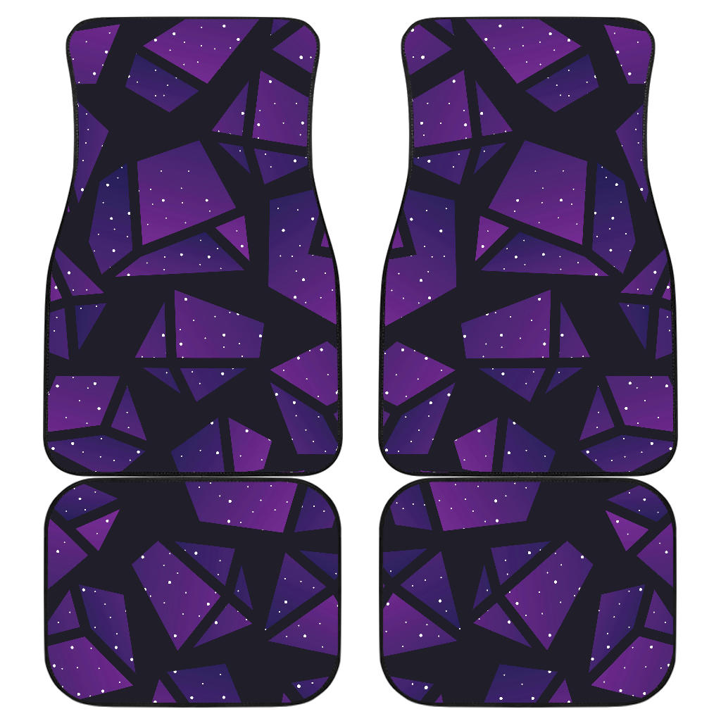 Purple Crystal Cosmic Galaxy Space Print Front and Back Car Floor Mats