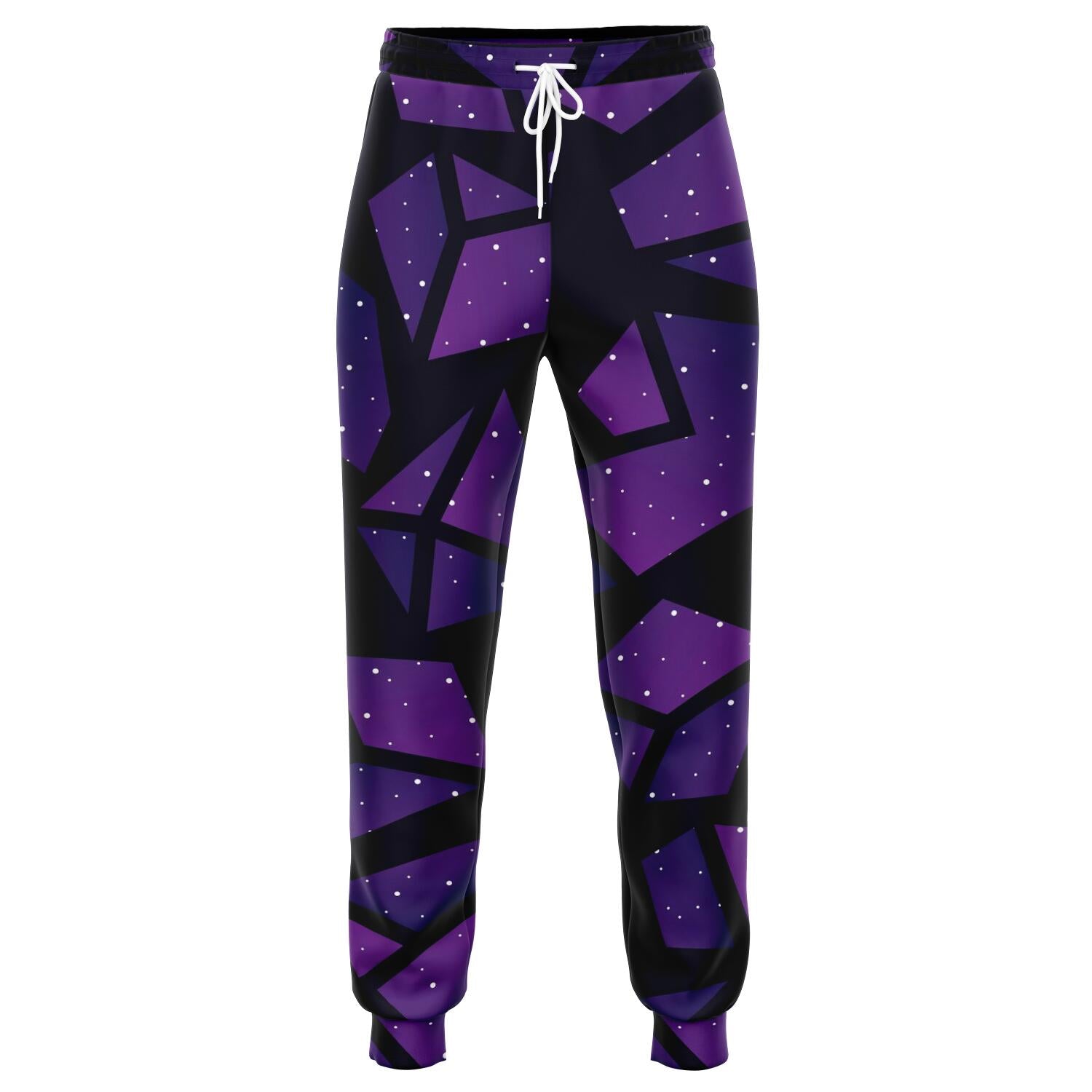 Purple Crystal Cosmic Galaxy Space Print Jogger Pants