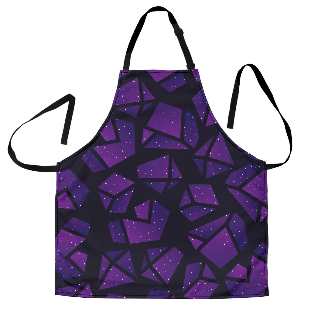 Purple Crystal Cosmic Galaxy Space Print Men's Apron