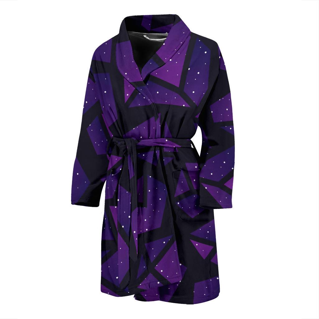 Purple Crystal Cosmic Galaxy Space Print Men's Bathrobe