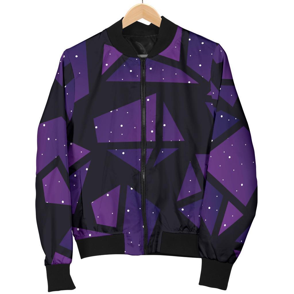 Purple Crystal Cosmic Galaxy Space Print Men's Bomber Jacket