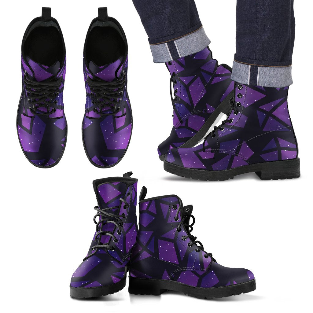 Purple Crystal Cosmic Galaxy Space Print Men's Boots