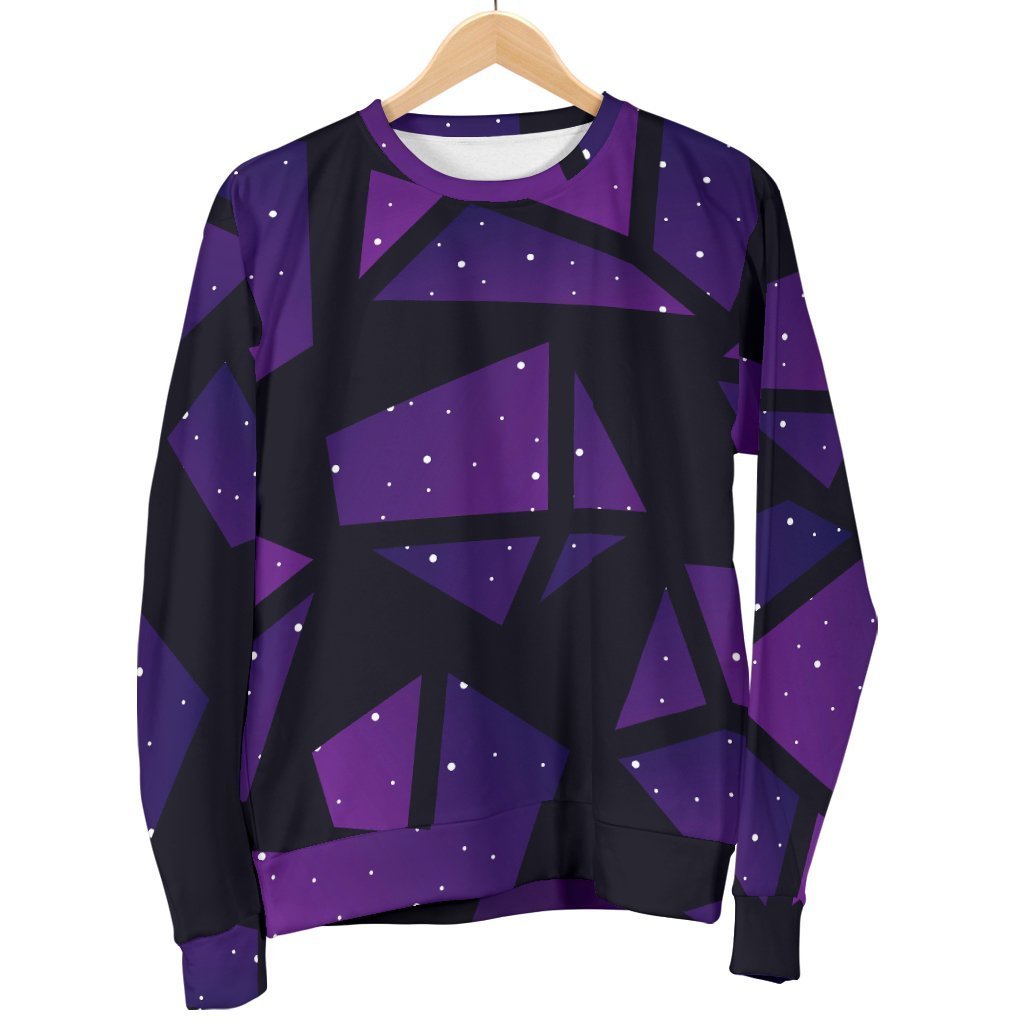 Purple Crystal Cosmic Galaxy Space Print Men's Crewneck Sweatshirt