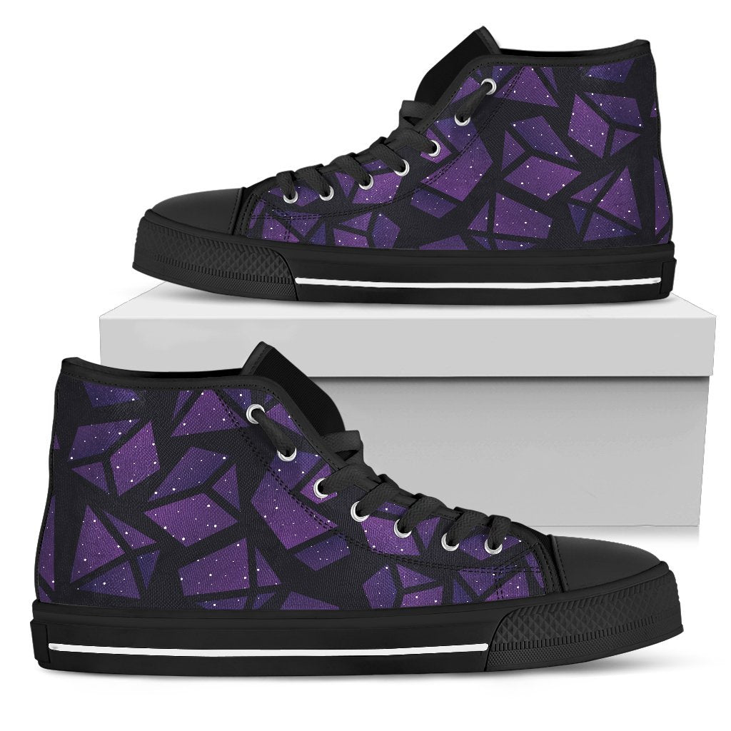 Purple Crystal Cosmic Galaxy Space Print Men's High Top Shoes