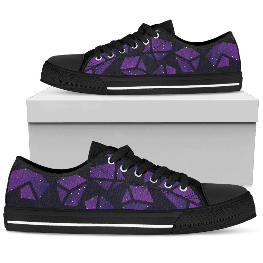 Purple Crystal Cosmic Galaxy Space Print Men's Low Top Shoes