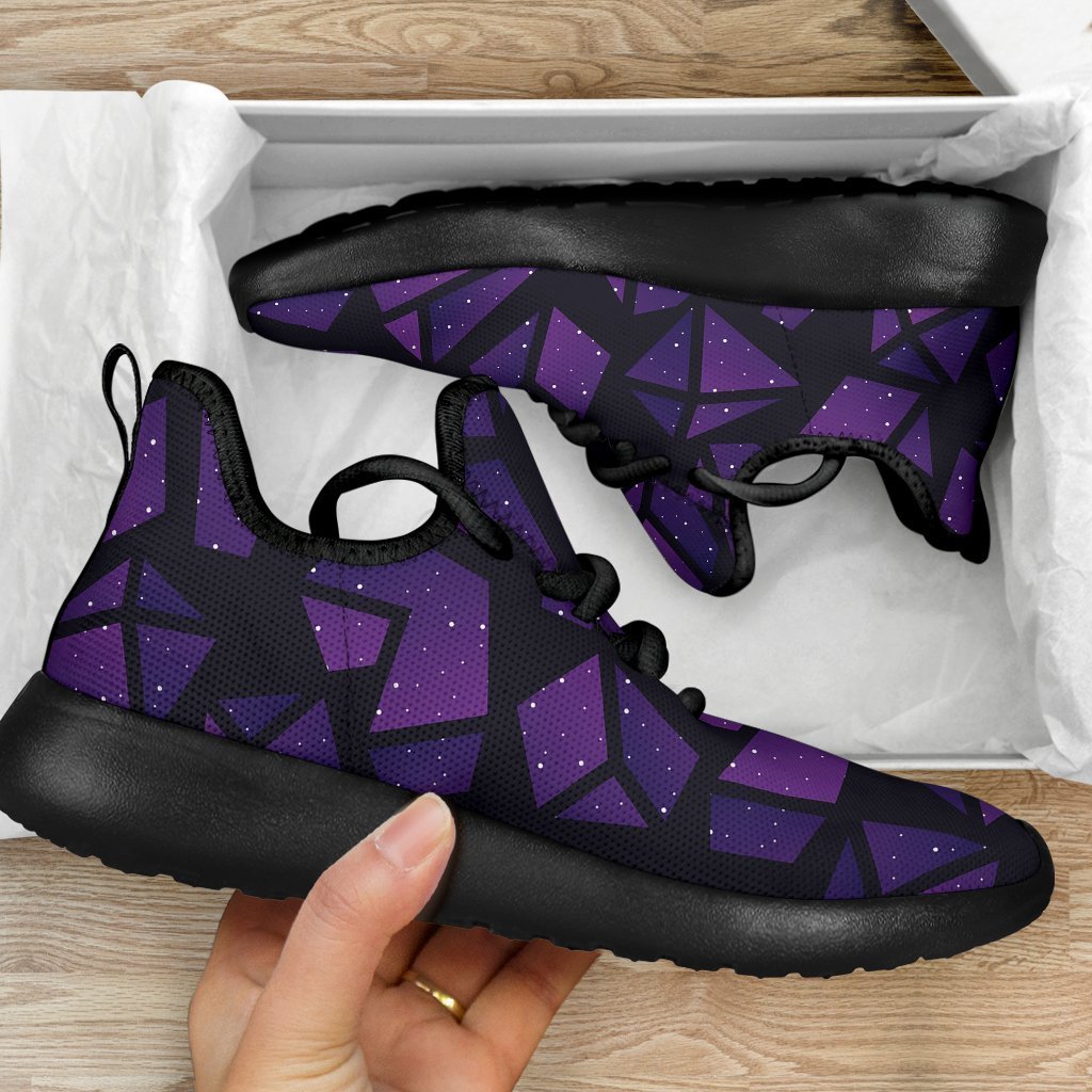 Purple Crystal Cosmic Galaxy Space Print Mesh Knit Shoes