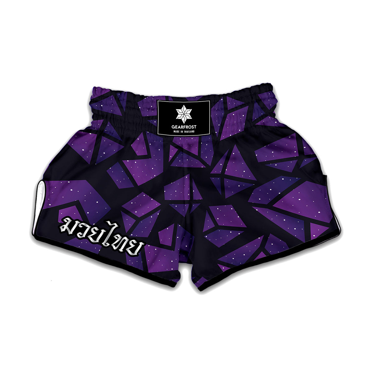 Purple Crystal Cosmic Galaxy Space Print Muay Thai Boxing Shorts