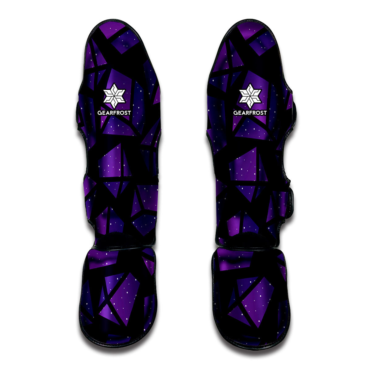 Purple Crystal Cosmic Galaxy Space Print Muay Thai Shin Guards