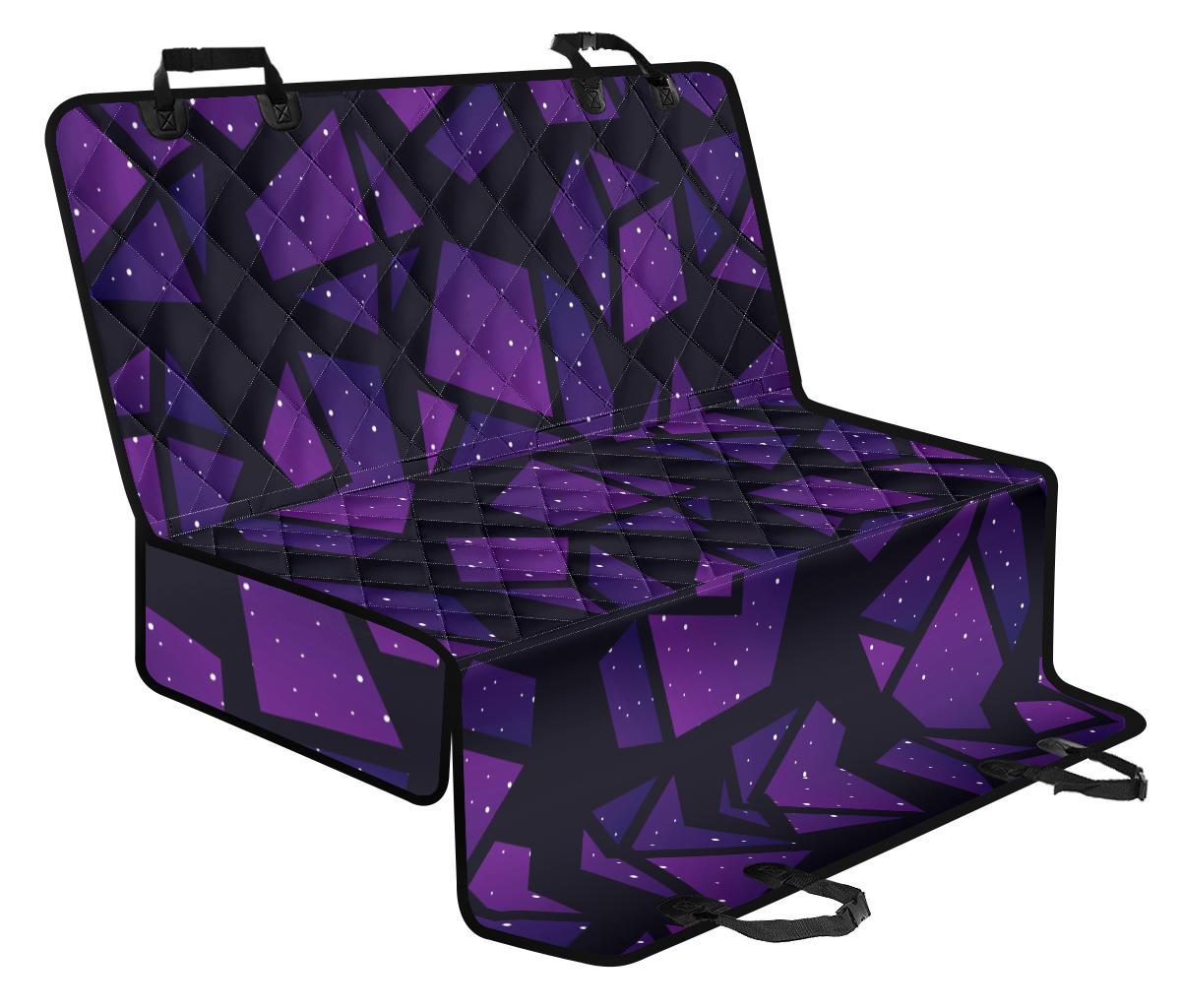 Purple Crystal Cosmic Galaxy Space Print Pet Car Back Seat Cover