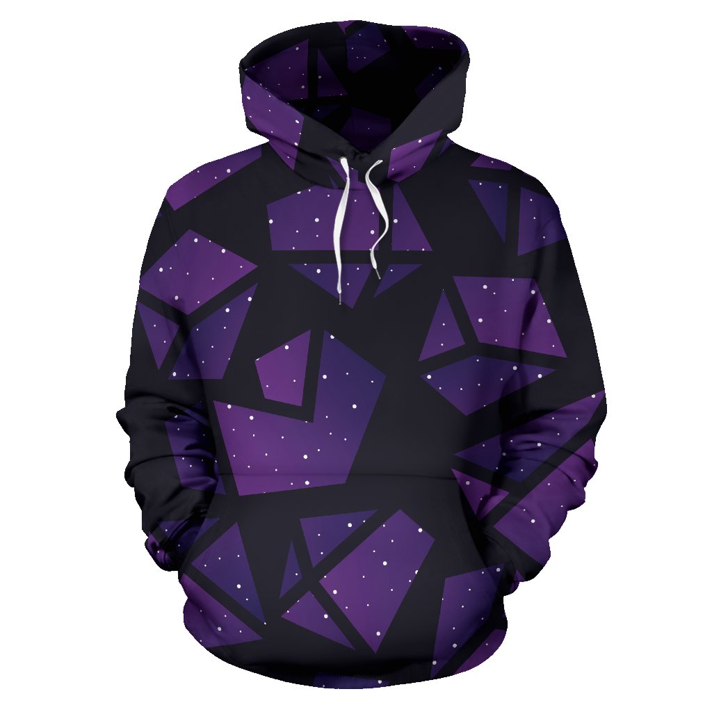 Purple Crystal Cosmic Galaxy Space Print Pullover Hoodie