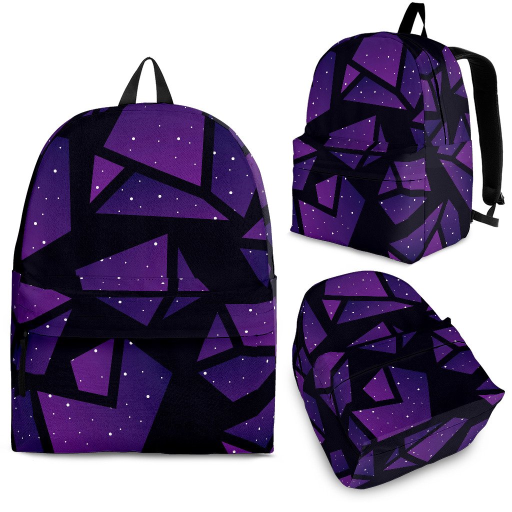 Purple Crystal Cosmic Galaxy Space Print School Backpack