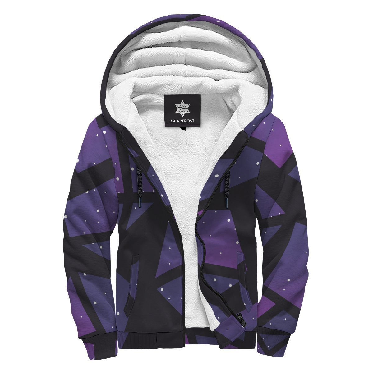 Purple Crystal Cosmic Galaxy Space Print Sherpa Lined Fleece Hoodie