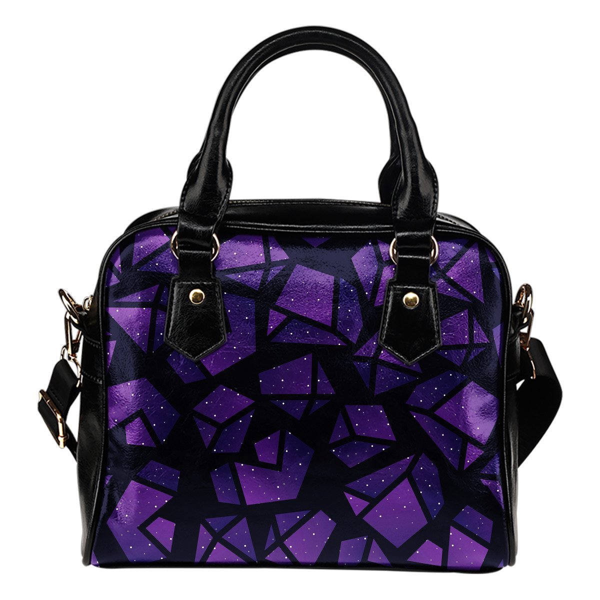 Purple Crystal Cosmic Galaxy Space Print Shoulder Handbag