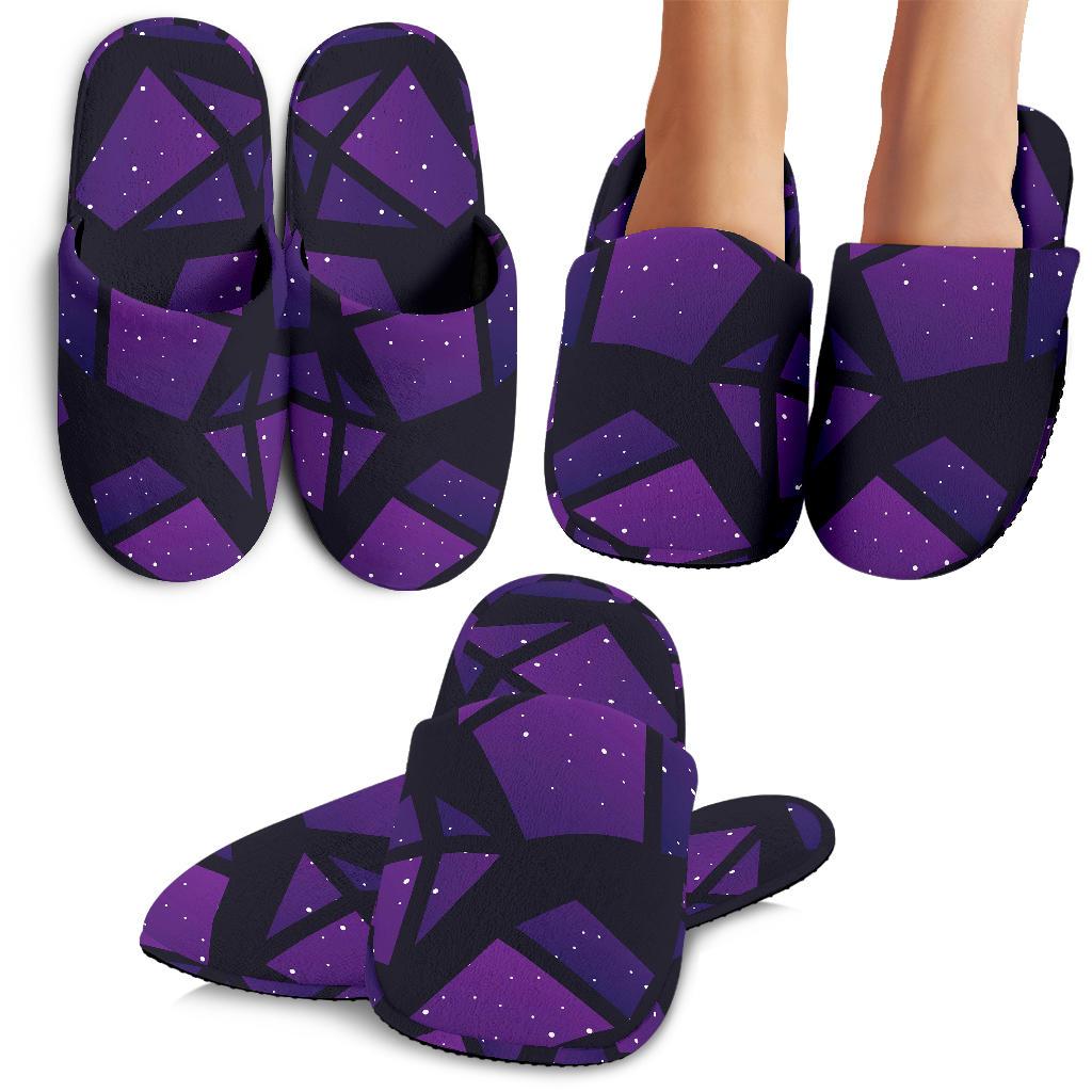 Purple Crystal Cosmic Galaxy Space Print Slippers