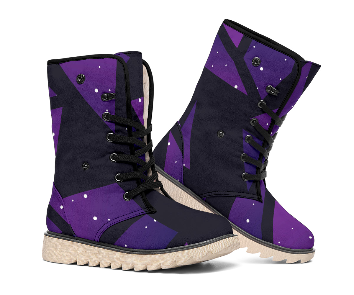 Purple Crystal Cosmic Galaxy Space Print Winter Boots