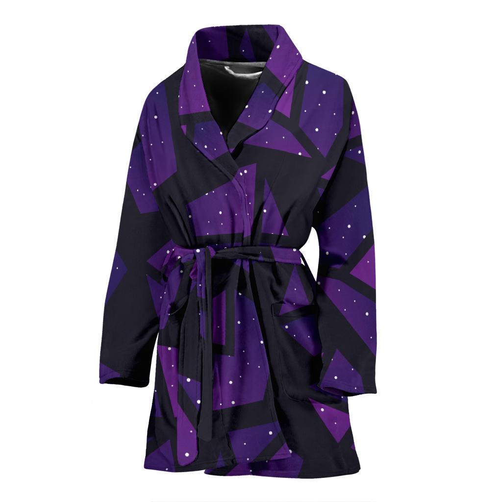 Purple Crystal Cosmic Galaxy Space Print Women's Bathrobe