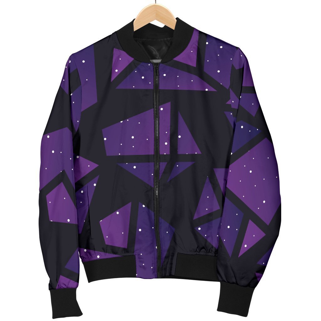 Purple Crystal Cosmic Galaxy Space Print Women's Bomber Jacket