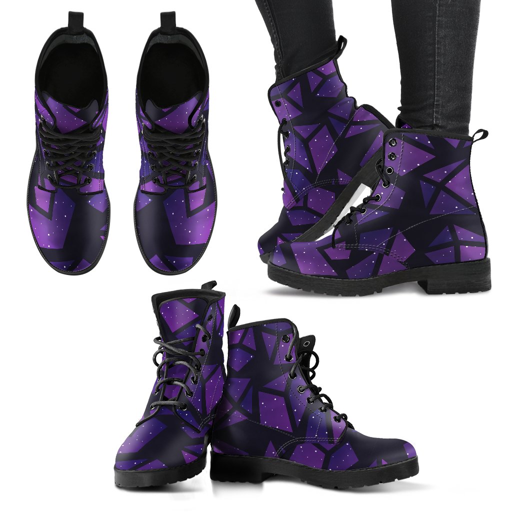 Purple Crystal Cosmic Galaxy Space Print Women's Boots