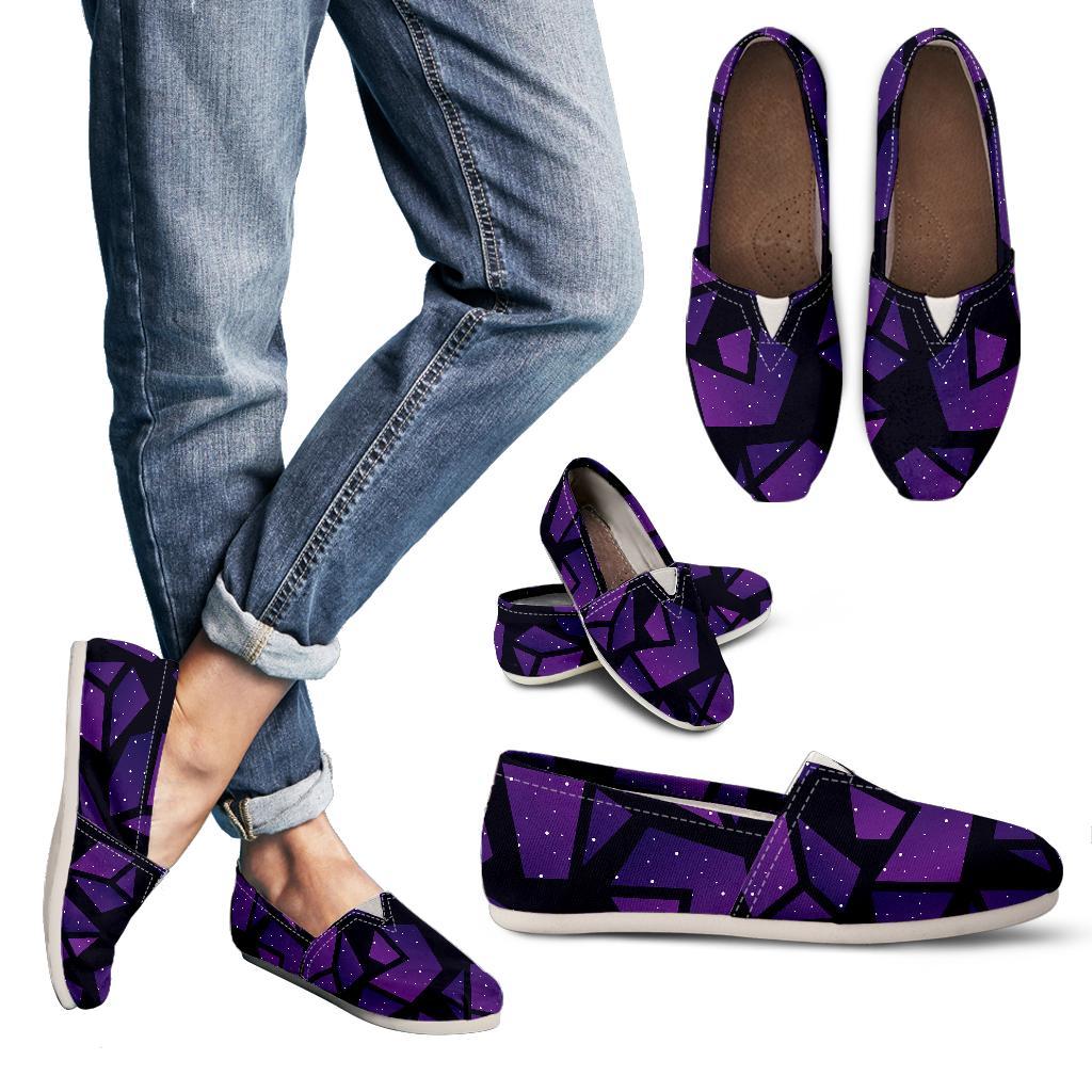 Purple Crystal Cosmic Galaxy Space Print Women's Casual Canvas Shoes