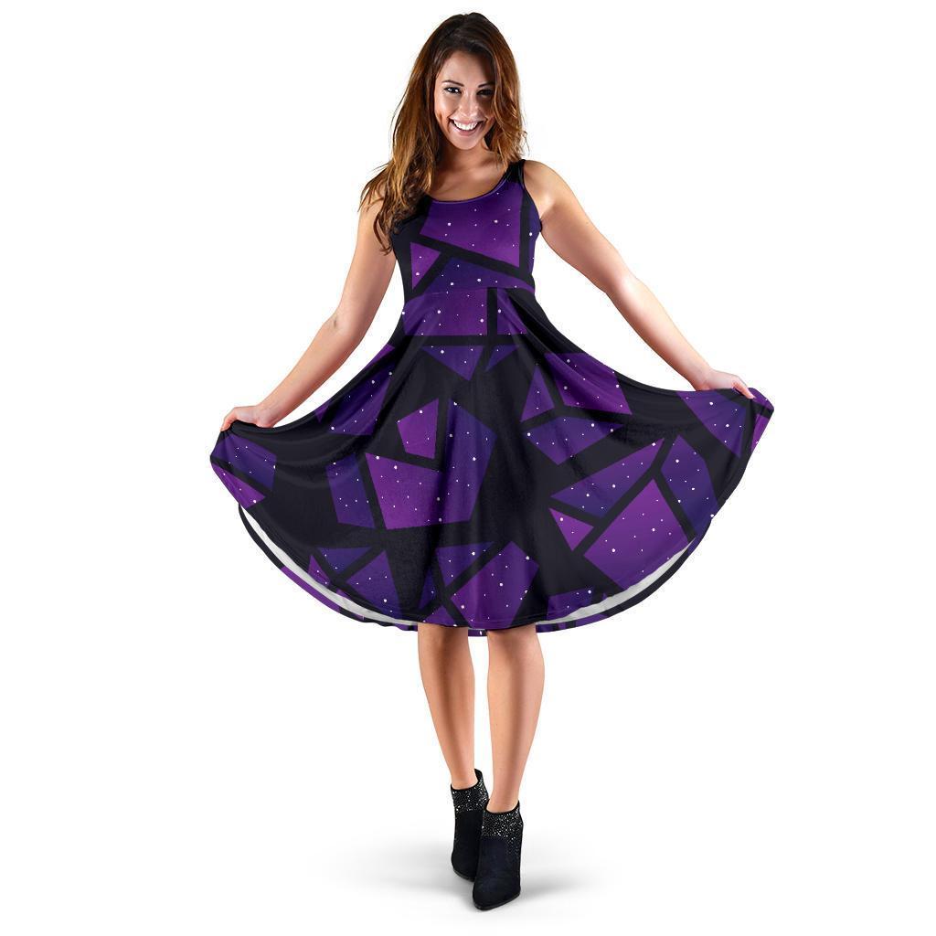 Purple Crystal Cosmic Galaxy Space Print Women's Dress