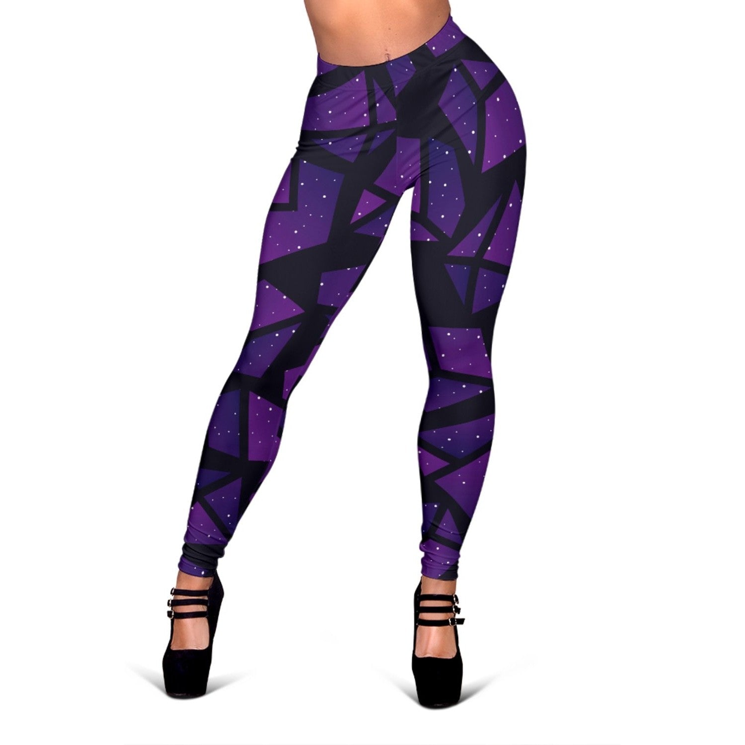 Purple Crystal Cosmic Galaxy Space Print Women's Leggings