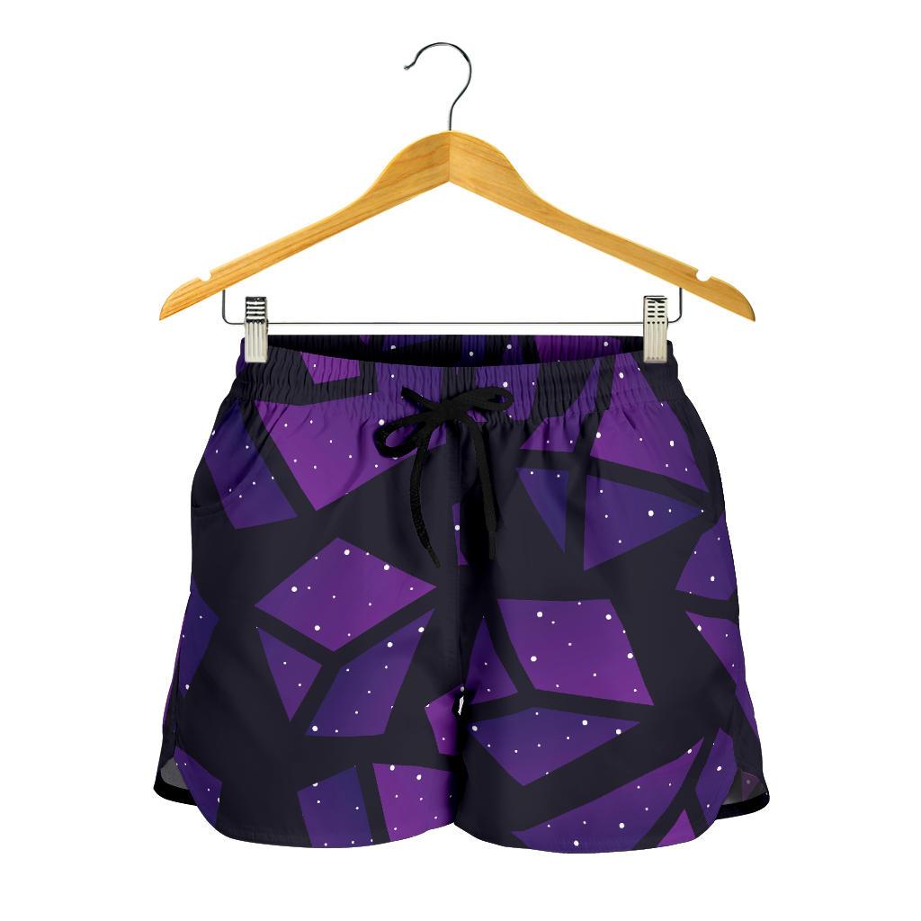 Purple Crystal Cosmic Galaxy Space Print Women's Shorts