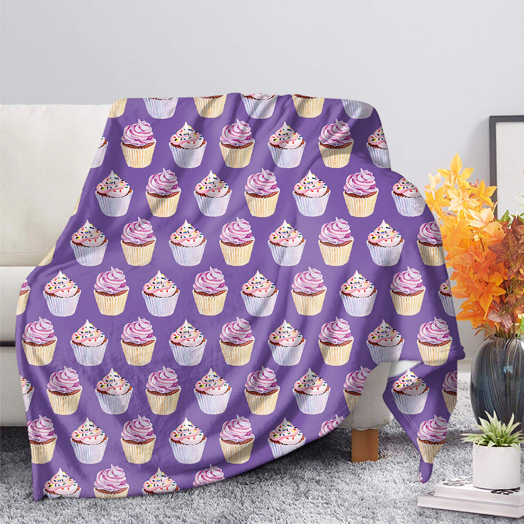 Purple Cupcake Pattern Print Blanket