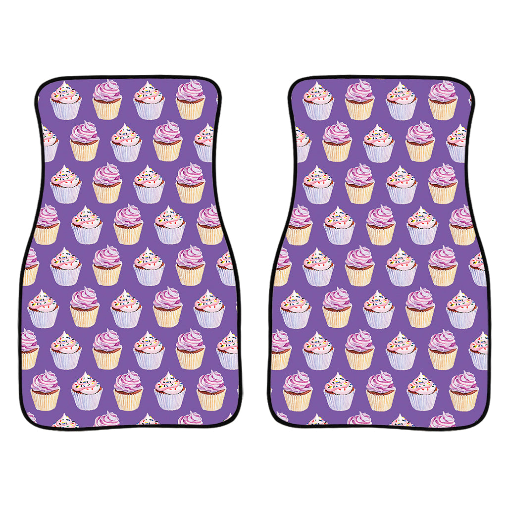 Purple Cupcake Pattern Print Front Car Floor Mats