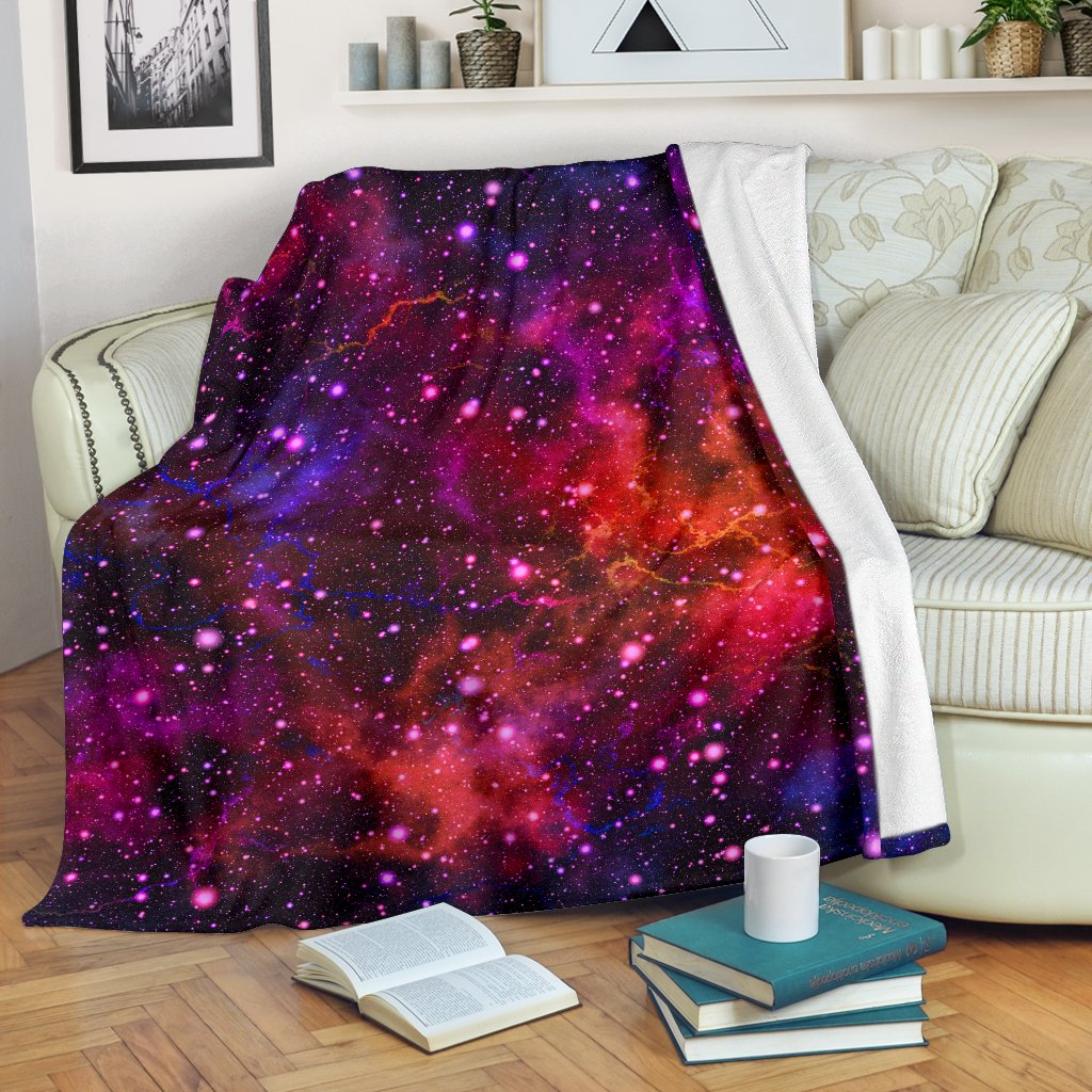 Purple Dark Galaxy Space Print Blanket