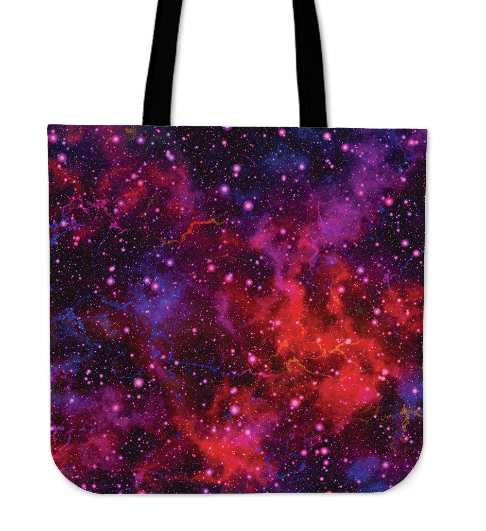 Purple Dark Galaxy Space Print Canvas Tote Bag