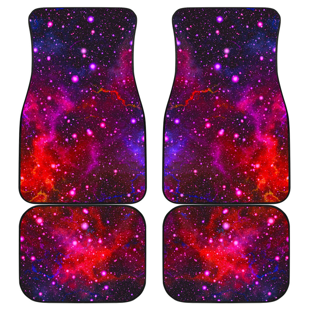 Purple Dark Galaxy Space Print Front and Back Car Floor Mats