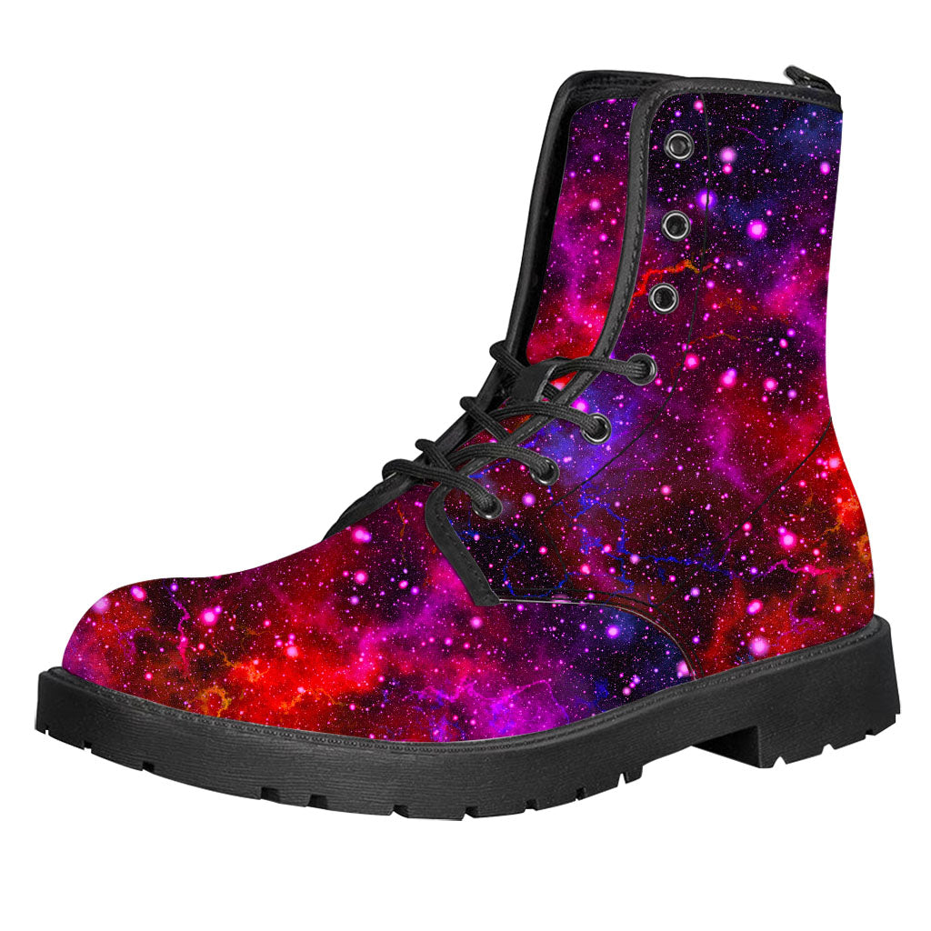 Purple Dark Galaxy Space Print Leather Boots