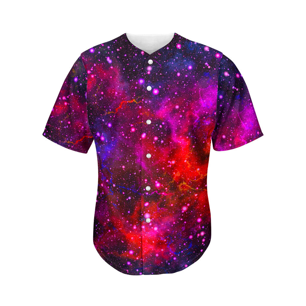 Purple Dark Galaxy Space Print Men's Baseball Jersey