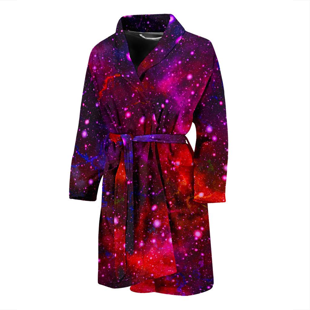 Purple Dark Galaxy Space Print Men's Bathrobe