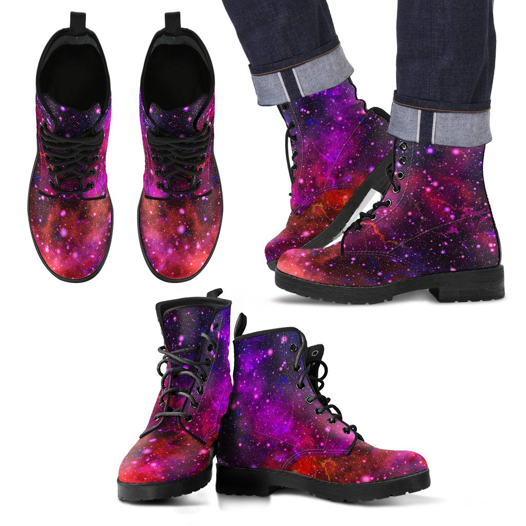 Purple Dark Galaxy Space Print Men's Boots