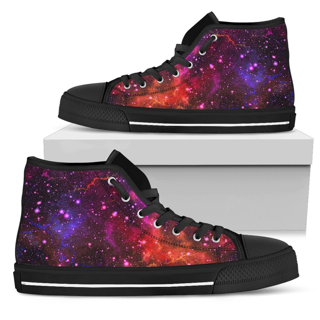 Purple Dark Galaxy Space Print Men's High Top Shoes